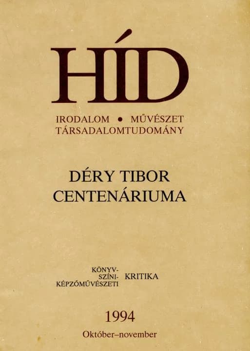 Híd, 58. évf. 1994. október – november. 10–11. sz. 637–756. oldal