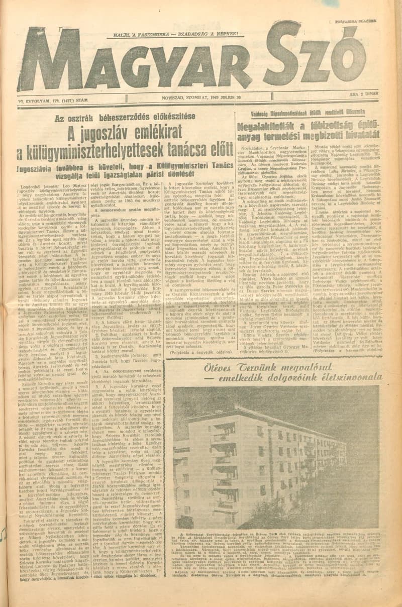 Magyar Szó, 6. évf. 1949. július 30. 179. sz. 1–4. oldal
