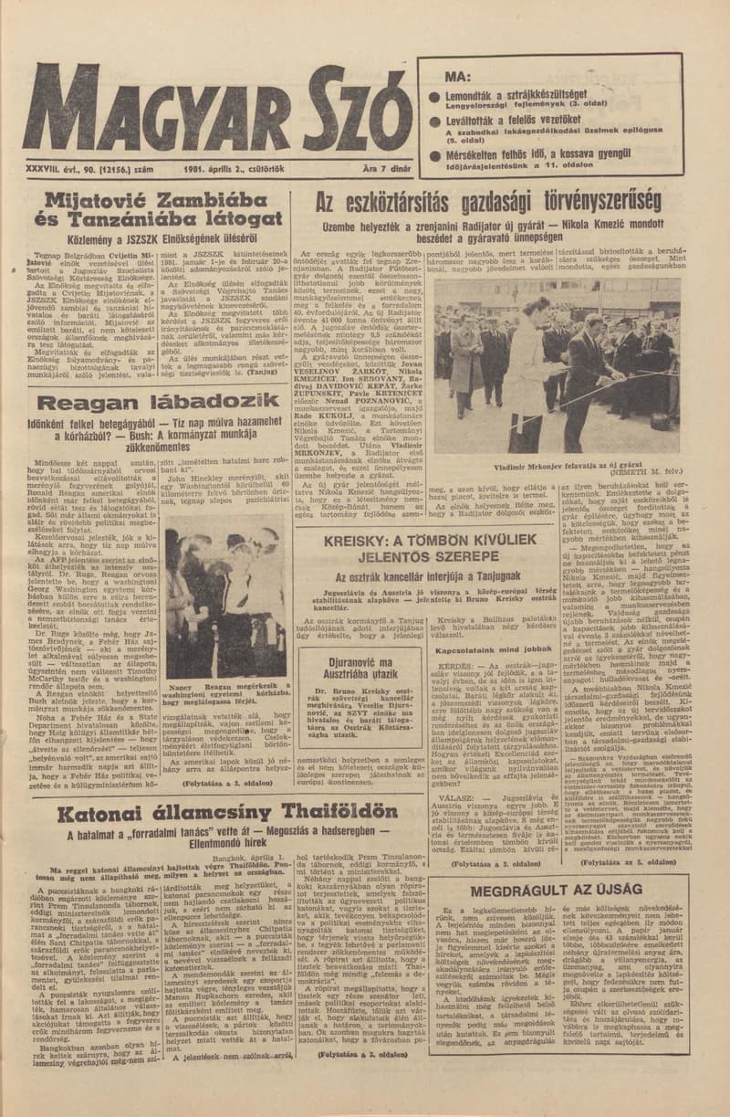 Magyar Szó, 38. évf. 1981. április 2. 90. sz.
