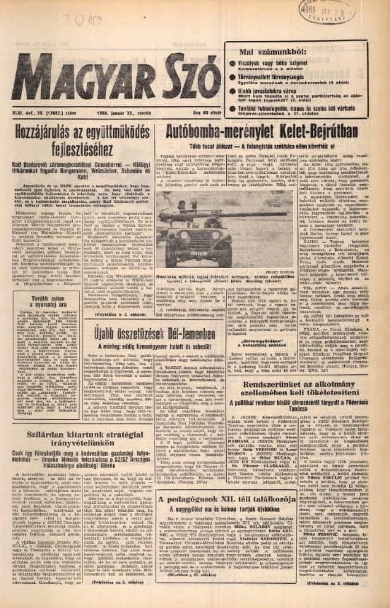 Magyar Szó, 43. évf. 1986. január 22. 20. sz. 1–16. oldal