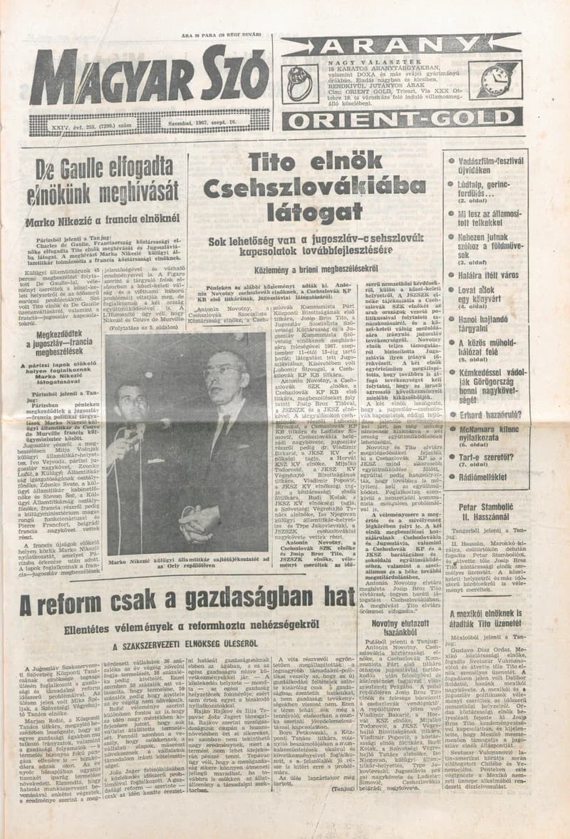 Magyar Szó, 24. évf. 1967. szeptember 16. 255. sz. 1–12. oldal