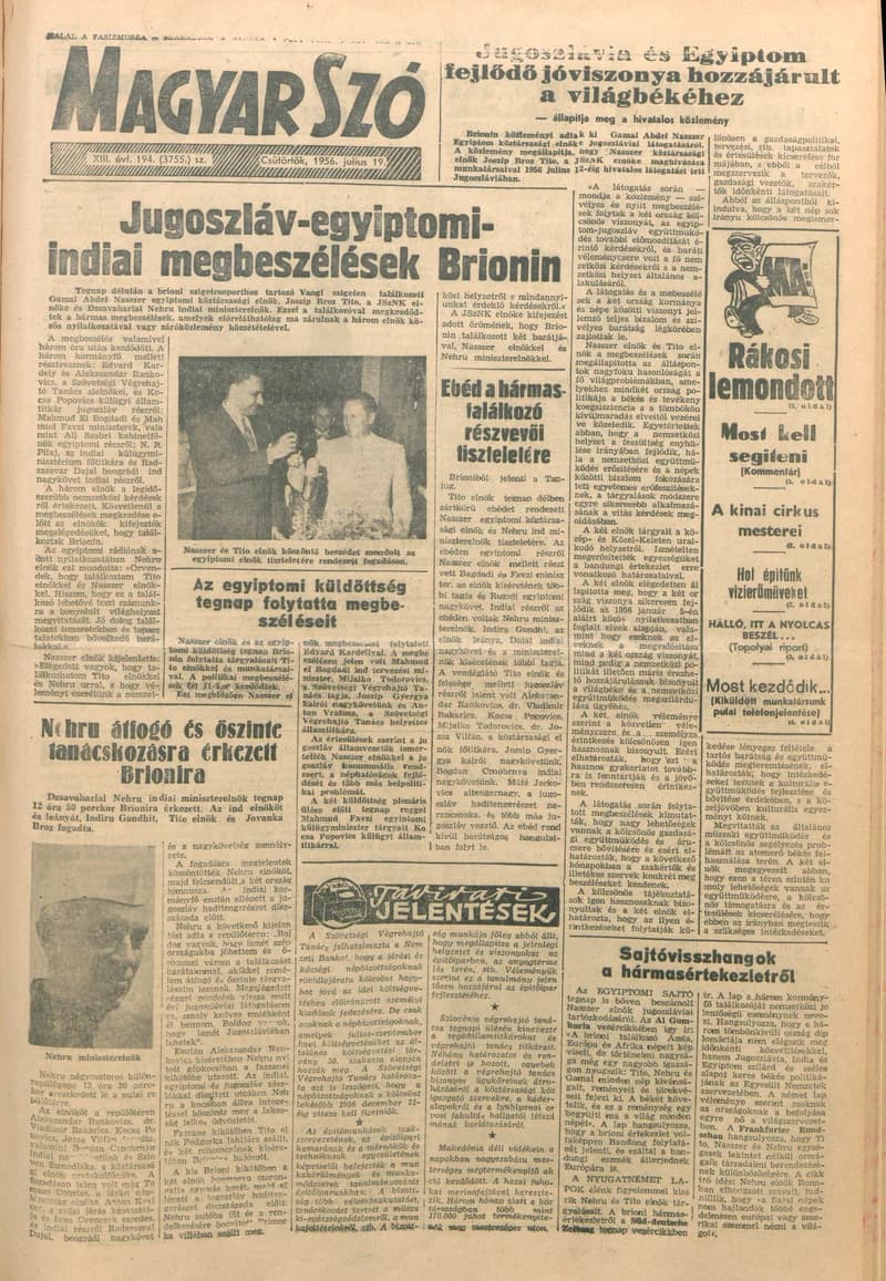 Magyar Szó, 13. évf. 1956. július 19. 194. sz. 1–8. oldal