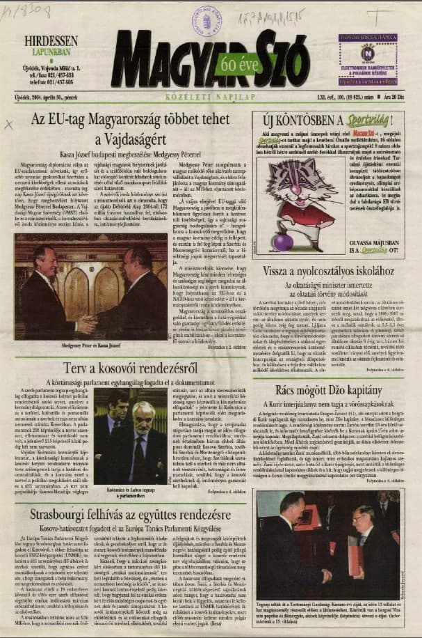Magyar Szó, 61. évf. 2004. április 30. 100. sz. 1–20. oldal
