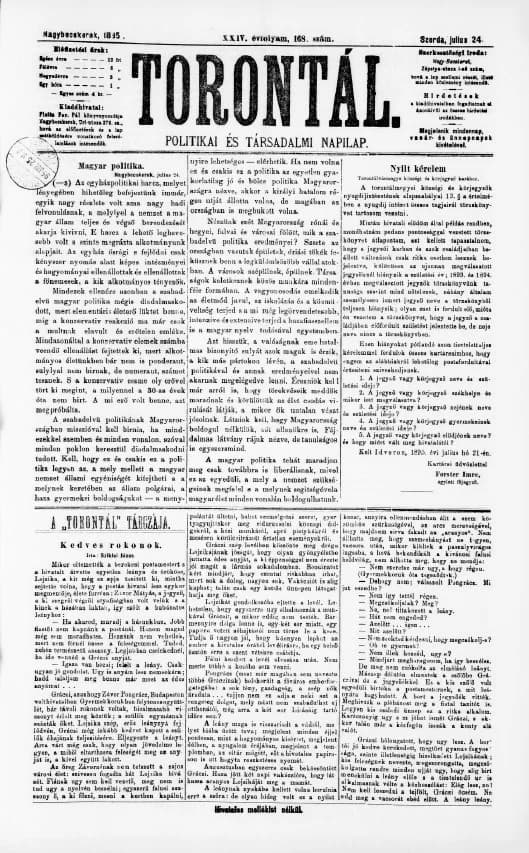 Torontál, 24. évf. 1895. július 24. 168. sz.