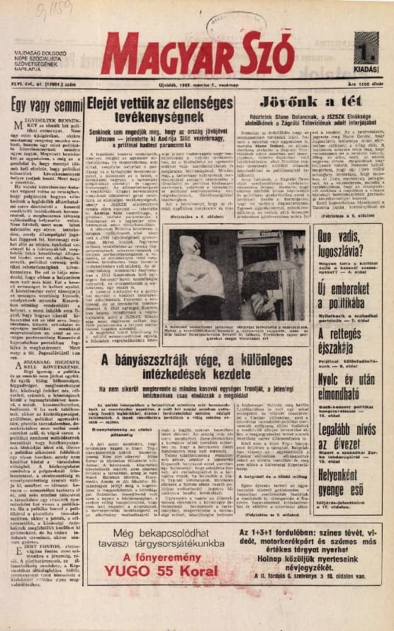 Magyar Szó, 46. évf. 1989. március 5. 61. sz. 1–32. oldal