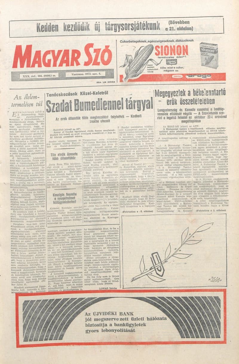 Magyar Szó, 30. évf. 1973. november 4. 304. sz.