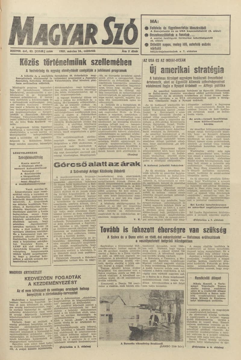 Magyar Szó, 38. évf. 1981. március 26. 83. sz.