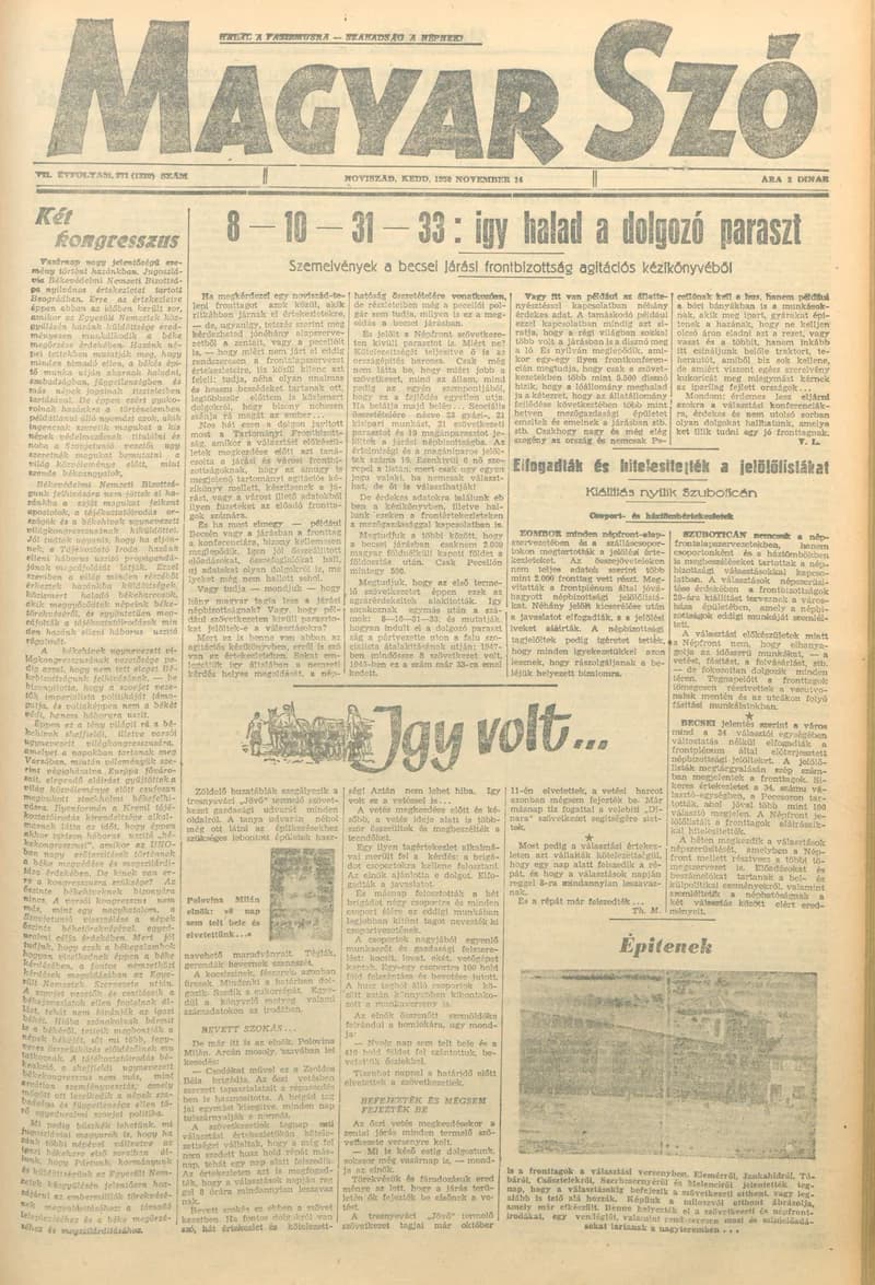 Magyar Szó, 7. évf. 1950. november 14. 271. sz. 1–4. oldal