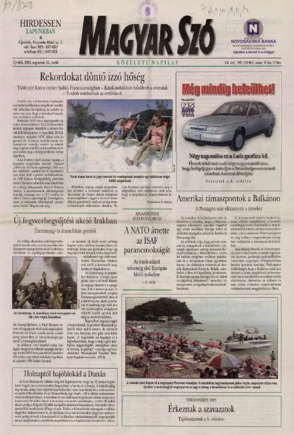 Magyar Szó, 60. évf. 2003. augusztus 12. 189. sz. 1–16. oldal