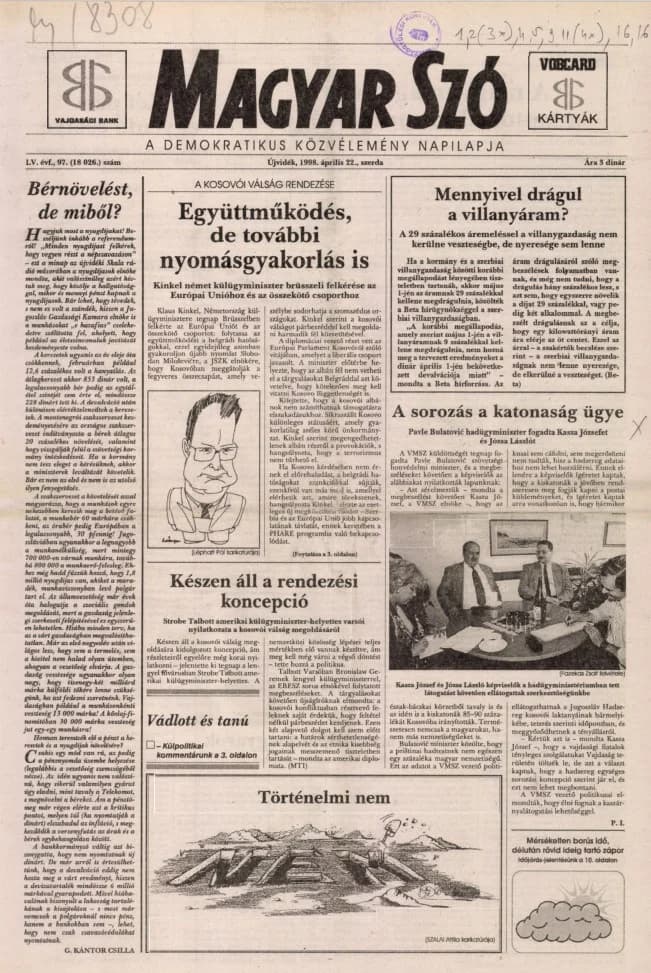 Magyar Szó, 55. évf. 1998. április 22. 97. sz. 1–16. oldal