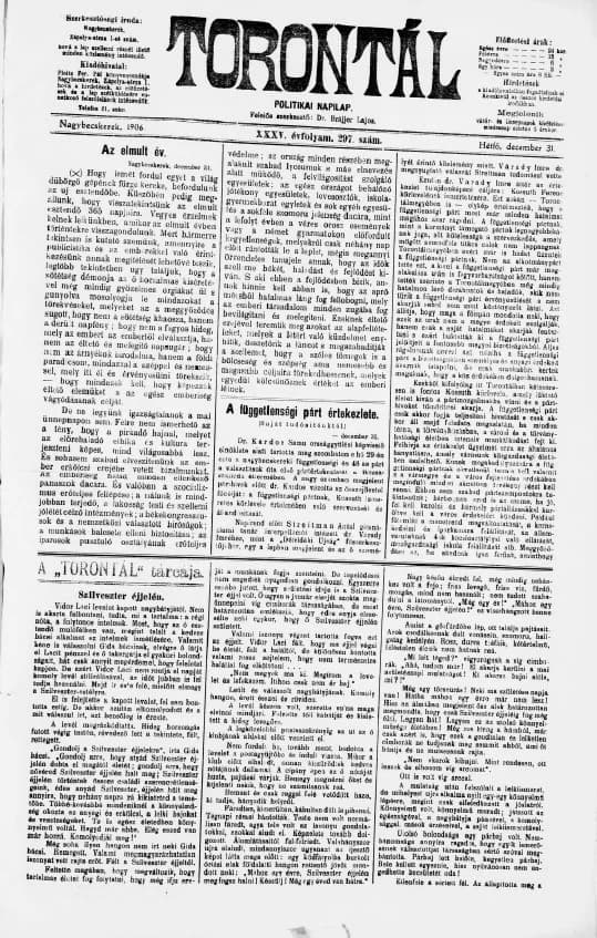 Torontál, 35. évf. 1906. december 31. 297. sz.