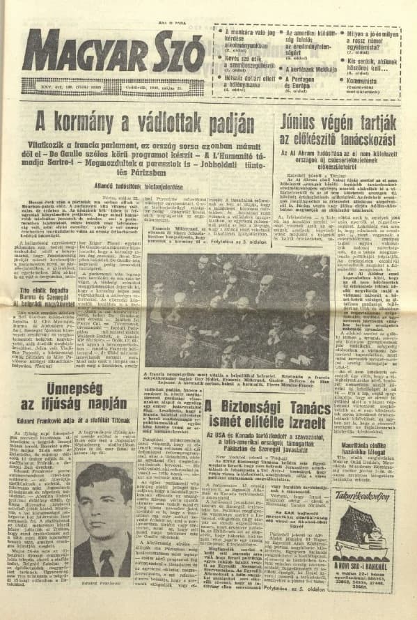 Magyar Szó, 25. évf. 1968. május 23. 140. sz. 1–20. oldal