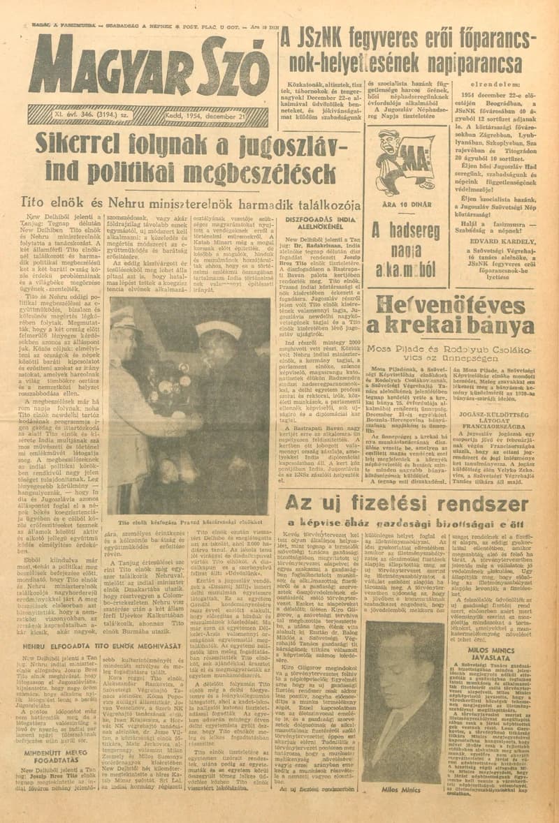 Magyar Szó, 11. évf. 1954. december 21. 346. sz. 1–8. oldal