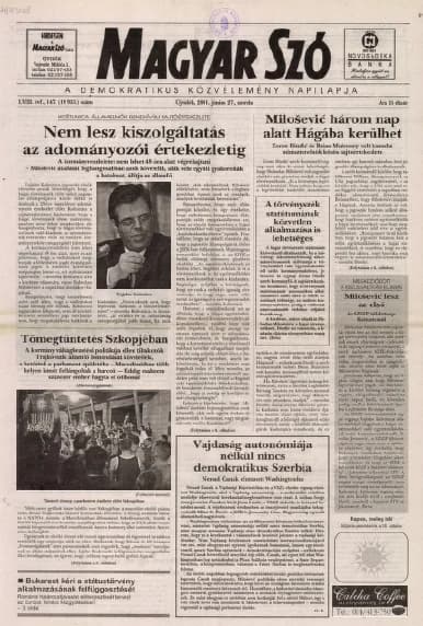 Magyar Szó, 58. évf. 2001. június 27. 147. sz. 1–16. oldal