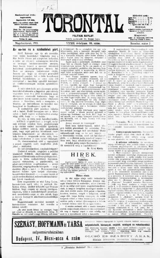 Torontál, 32. évf. 1903. május 2. 99. sz.