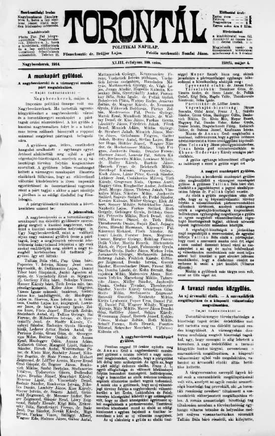 Torontál, 43. évf. 1914. május 4. 100. sz.