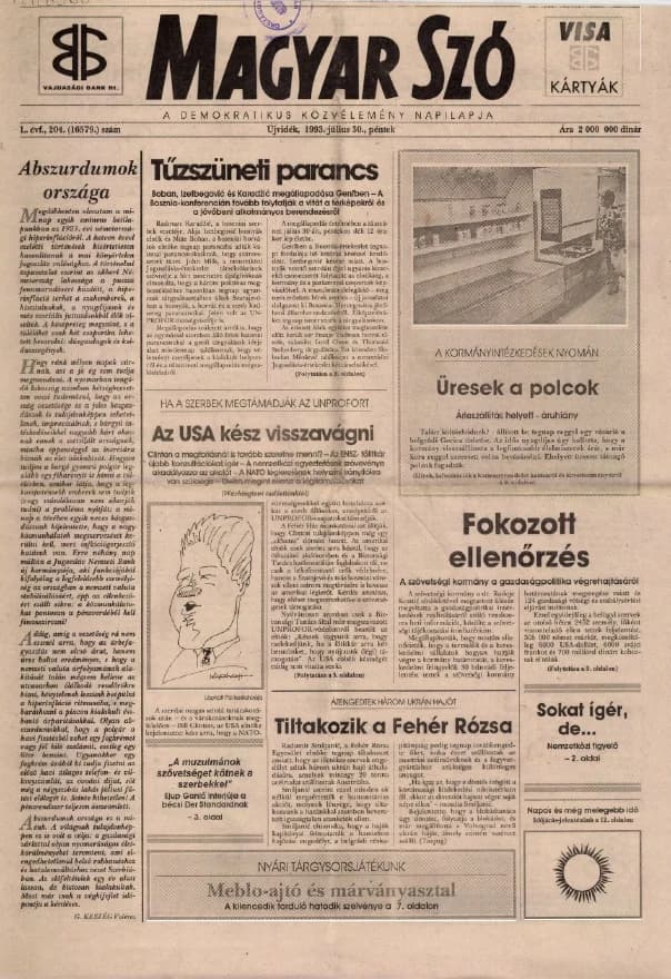Magyar Szó, 50. évf. 1993. július 30. 204. sz. 1–16. oldal