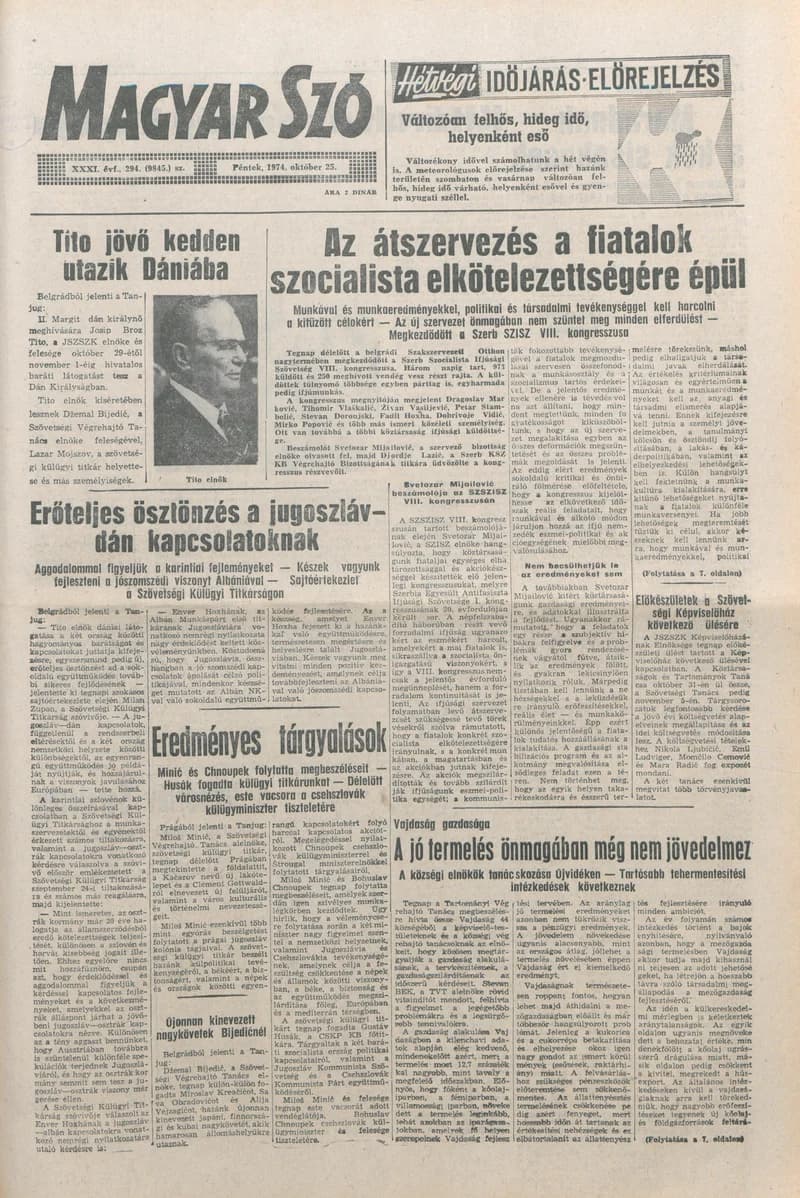 Magyar Szó, 31. évf. 1974. október 25. 294. sz. 1–20. oldal