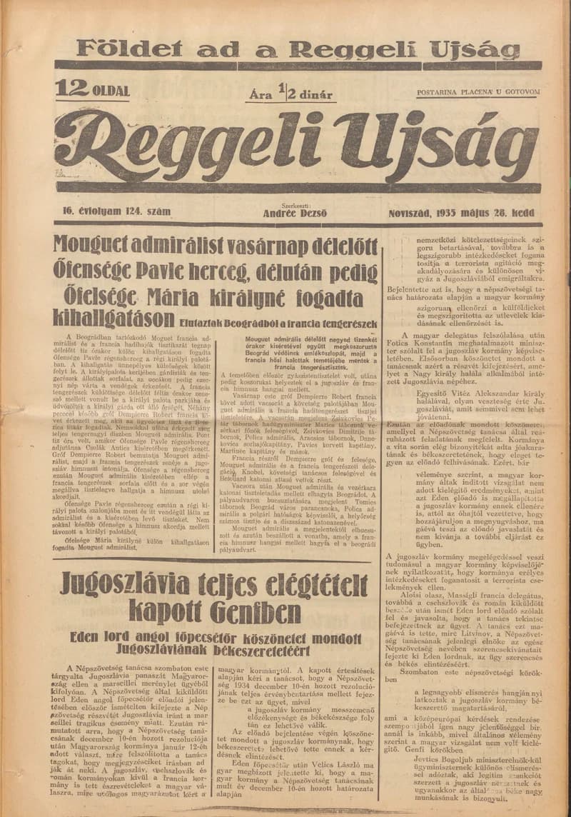 Reggeli Újság, 16. évf. 1935. május 28. 124. sz.