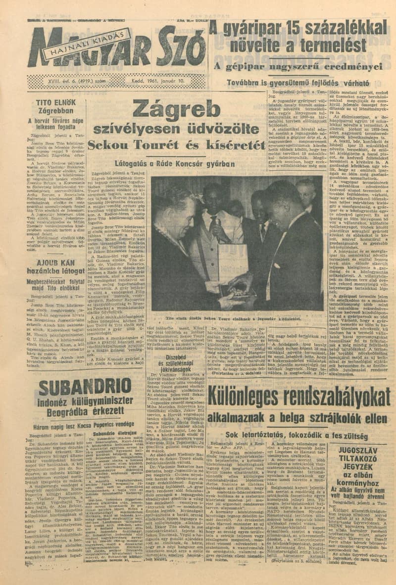 Magyar Szó, 18. évf. 1961. január 10. 6. sz. 1–12. oldal