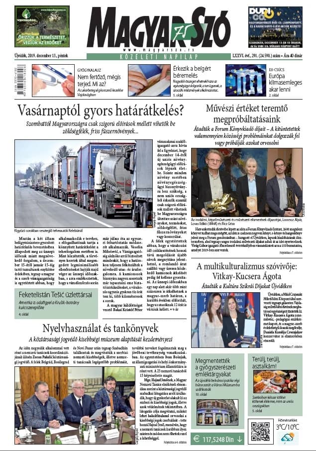 Magyar Szó, 76. évf. 2019. december 13. 291. sz. 1–16. oldal