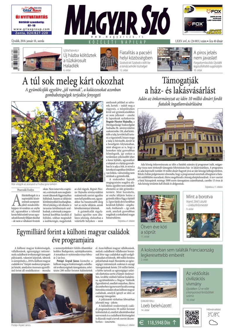 Magyar Szó, 75. évf. 2018. január 10. 6. sz. 1–16. oldal