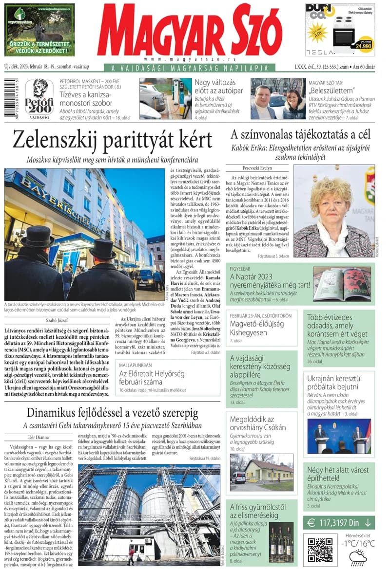 Magyar Szó, 80. évf. 2023. február 18. – 19. 39. sz. 1–32. oldal