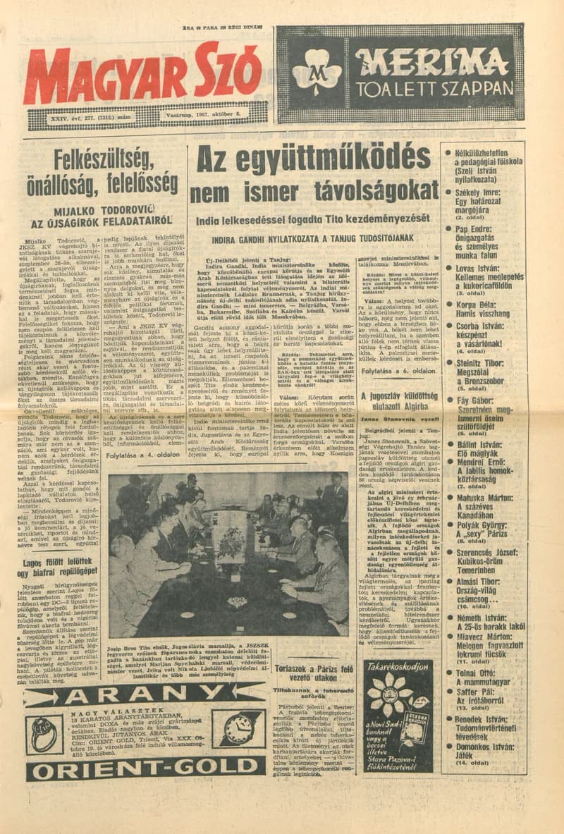Magyar Szó, 24. évf. 1967. október 8. 277. sz. 1–24. oldal
