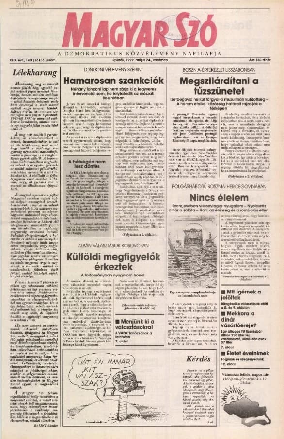Magyar Szó, 49. évf. 1992. május 24. 140. sz. 1–28. oldal