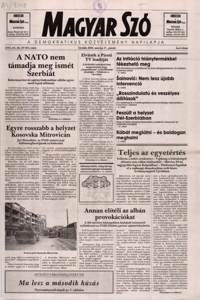 Magyar Szó, 57. évf. 2000. március 17. 64. sz. 1–16. oldal