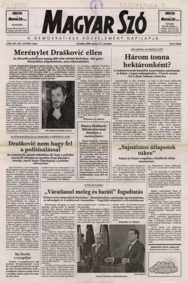 Magyar Szó, 57. évf. 2000. június 17. 141. sz. 1–16. oldal