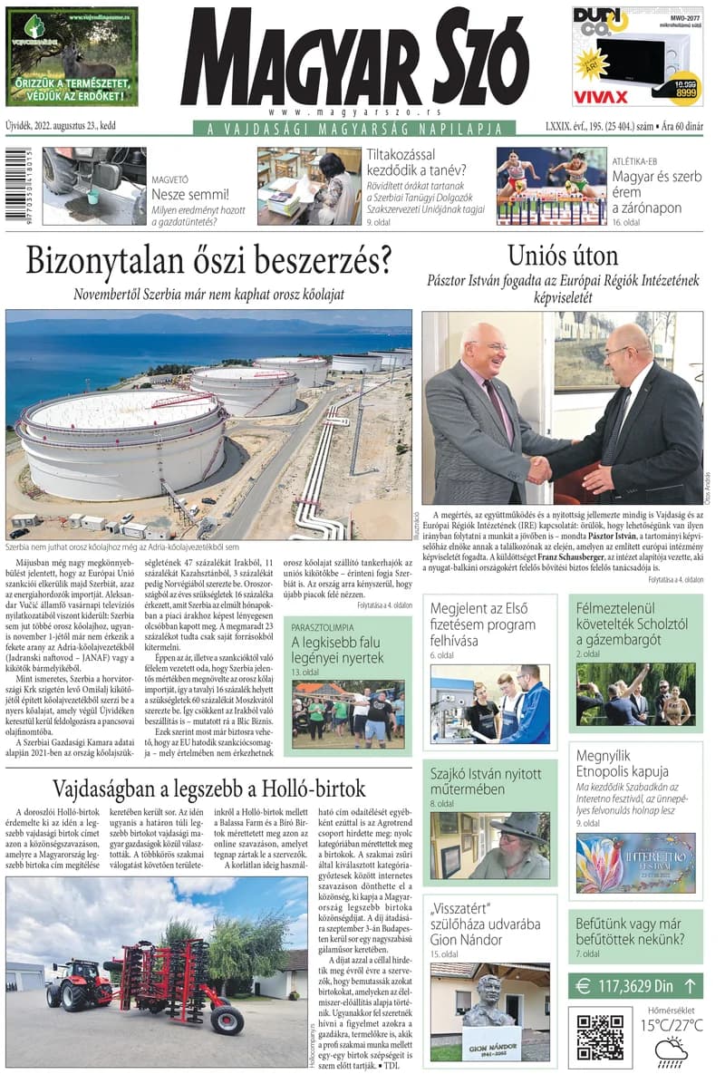 Magyar Szó, 79. évf. 2022. augusztus 23. 195. sz. 1–20. oldal