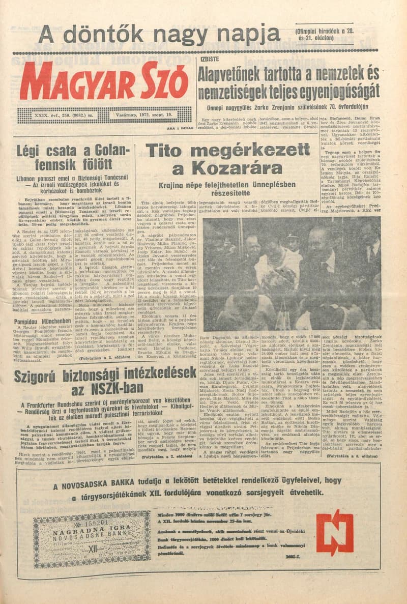 Magyar Szó, 29. évf. 1972. szeptember 10. 250. sz. 1–28. oldal