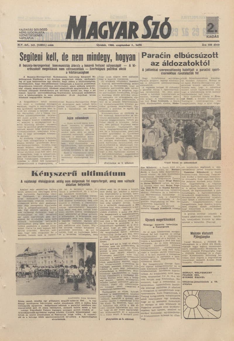 Magyar Szó, 45. évf. 1988. szeptember 5. 245. sz.