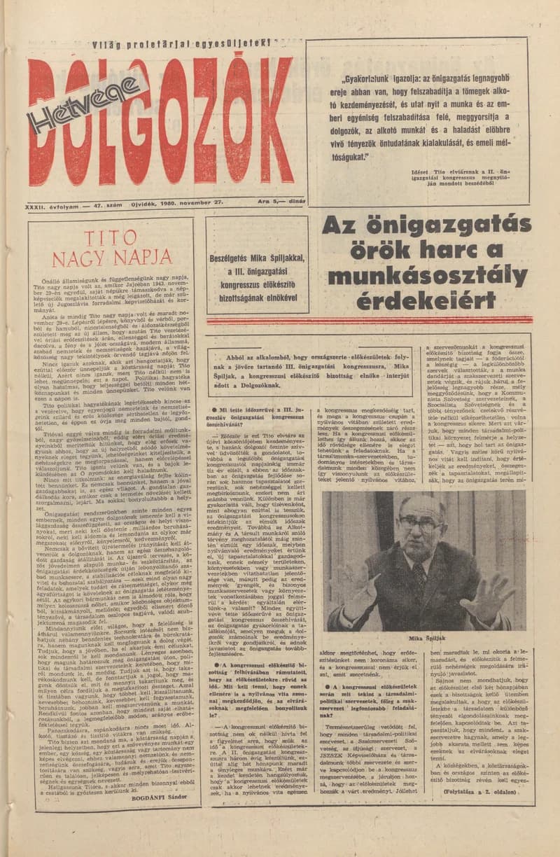 Dolgozók, 34. évf. 1980. november 27. 47. sz.