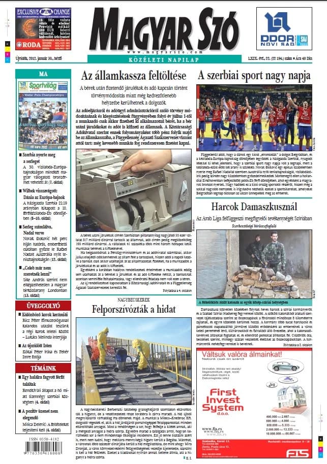Magyar Szó, 69. évf. 2012. január 30. 22. sz. 1–16. oldal