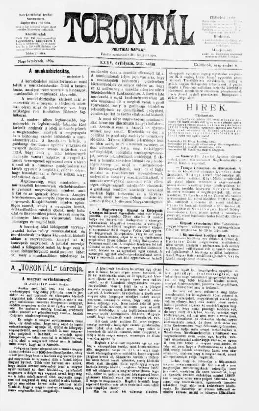 Torontál, 35. évf. 1906. szeptember 6. 203. sz.