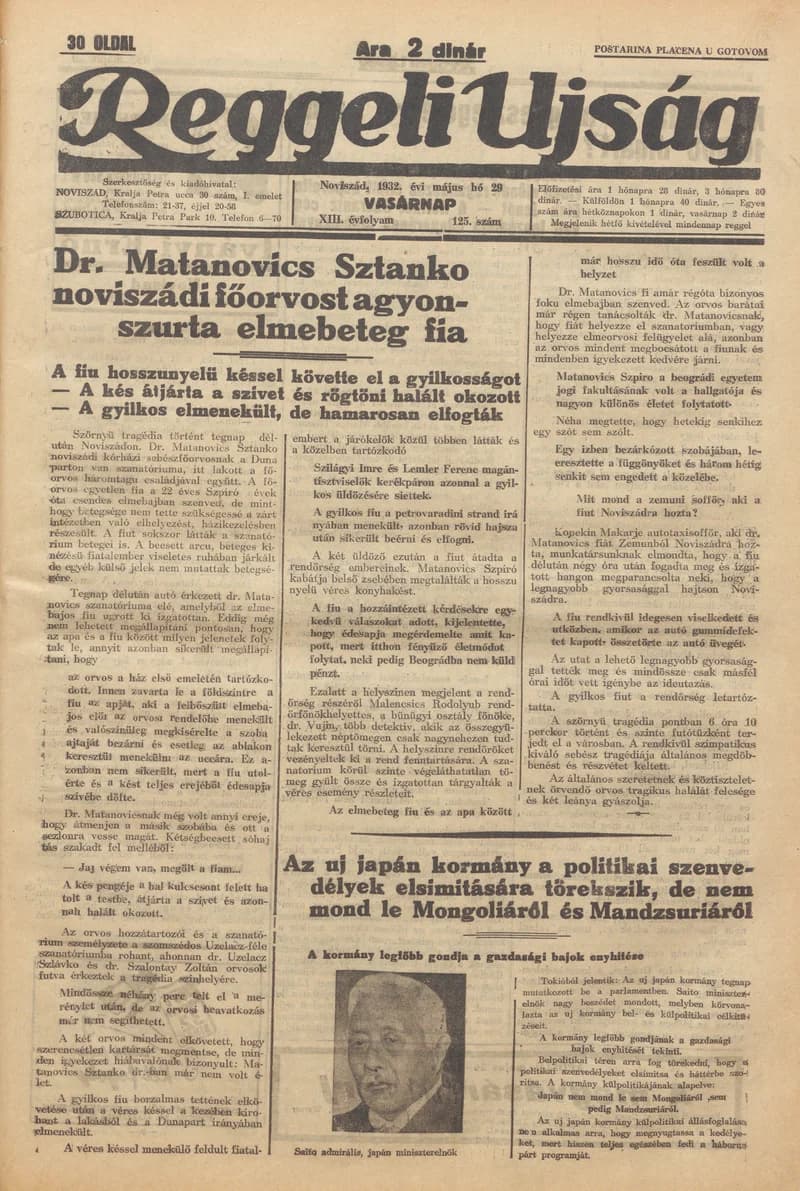 Reggeli Újság, 13. évf. 1932. május 29. 125. sz.