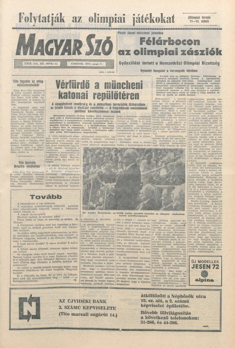 Magyar Szó, 29. évf. 1972. szeptember 7. 247. sz. 1–16. oldal