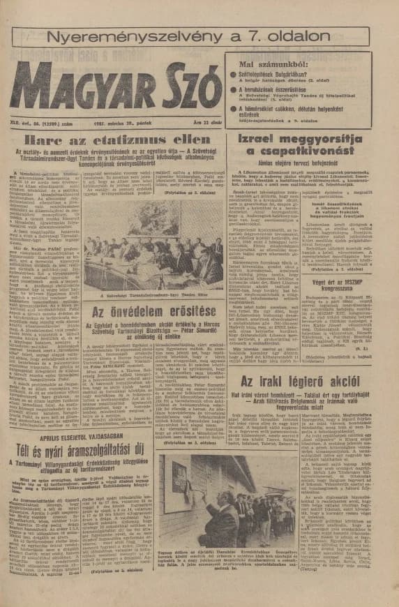 Magyar Szó, 42. évf. 1985. március 29. 86. sz. 1–20. oldal