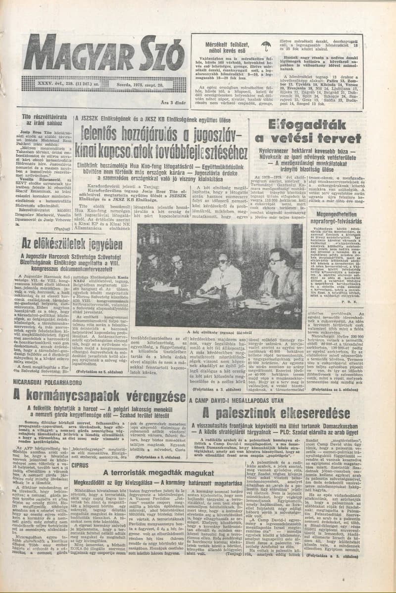 Magyar Szó, 35. évf. 1978. szeptember 20. 259. sz. 1–20. oldal