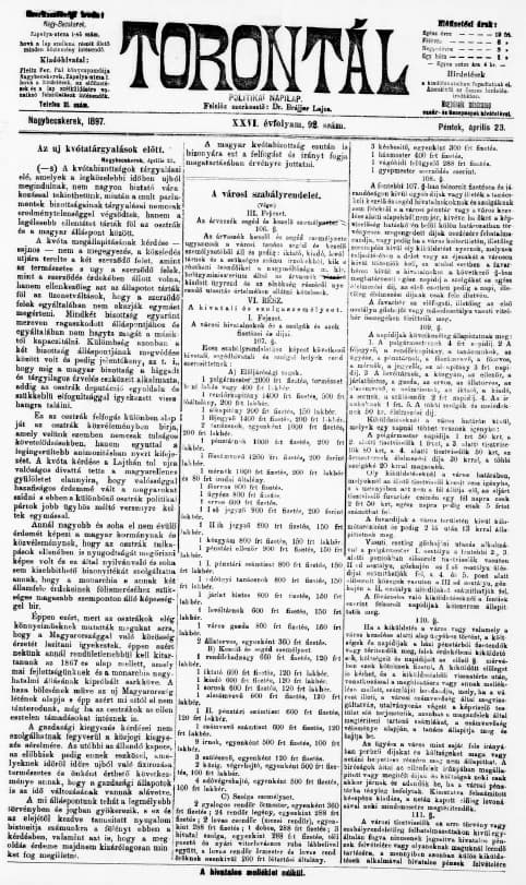 Torontál, 26. évf. 1897. április 23. 92. sz.