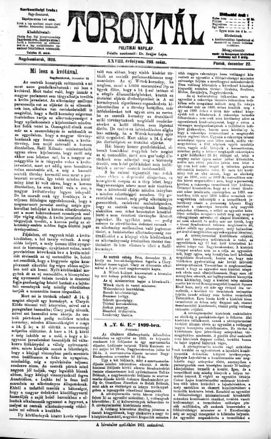 Torontál, 28. évf. 1899. december 22. 293. sz.