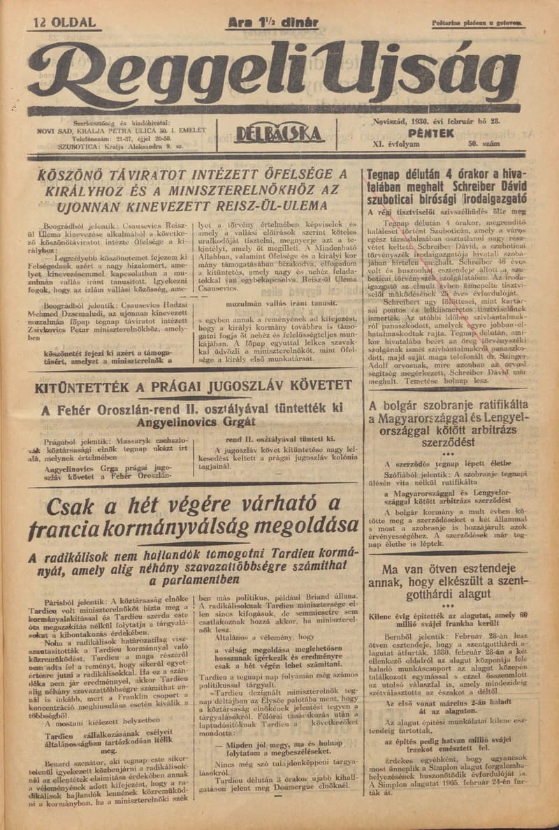 Reggeli Újság, 11. évf. 1930. február 28. 50. sz.