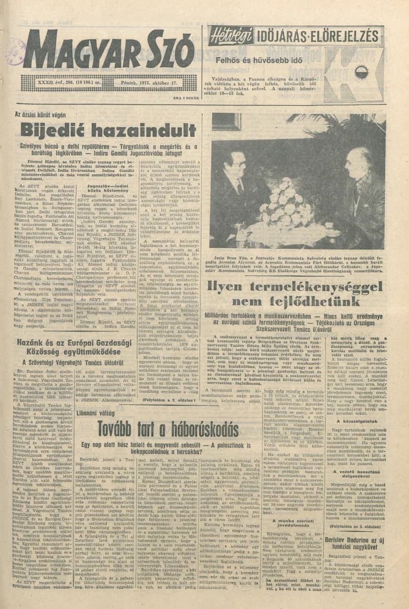 Magyar Szó, 32. évf. 1975. október 17. 286. sz.