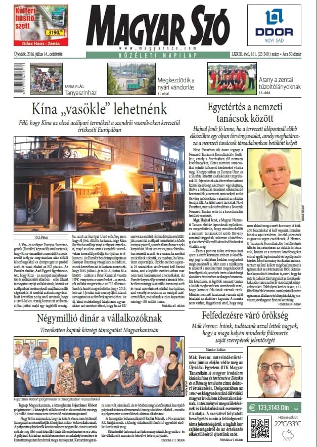 Magyar Szó, 73. évf. 2016. július 14. 161. sz. 1–20. oldal
