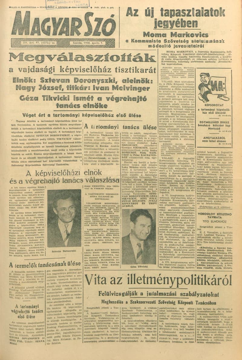 Magyar Szó, 15. évf. 1958. április 9. 97. sz. 1–10. oldal