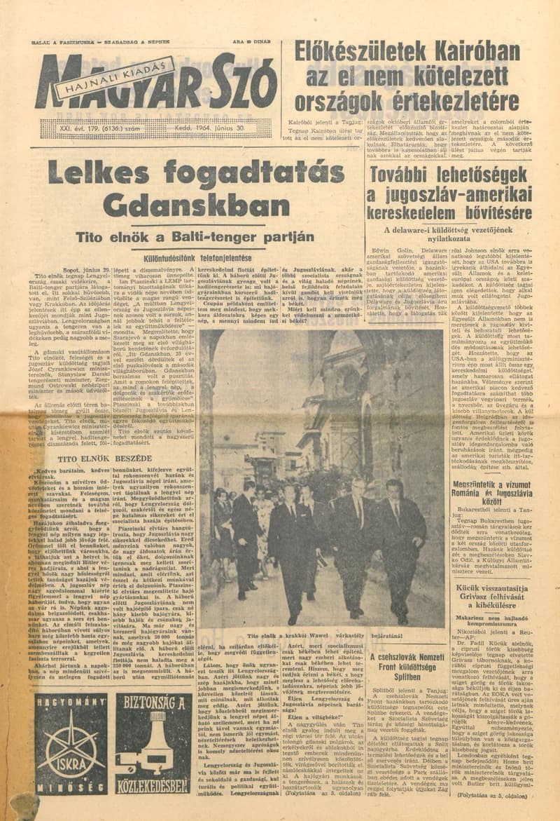 Magyar Szó, 21. évf. 1964. június 30. 179. sz. 1–12. oldal