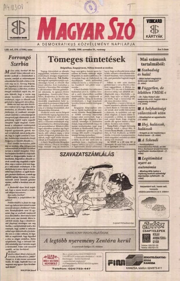 Magyar Szó, 53. évf. 1996. november 24. 279. sz. 1–24. oldal