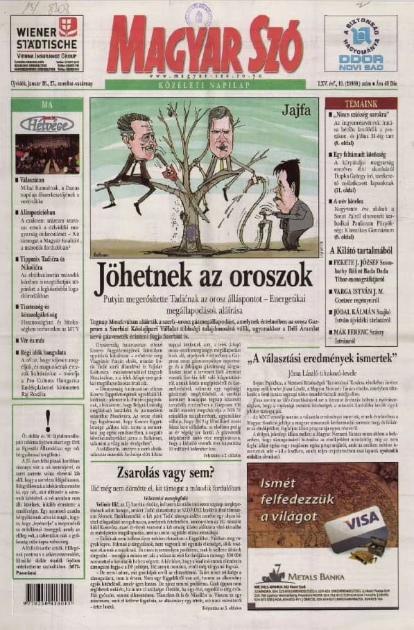 Magyar Szó, 65. évf. 2008. január 26. – 27. 19. sz. 1–28. oldal